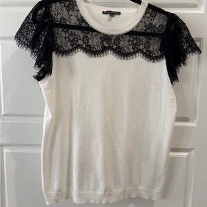 Adrianna Papell Black Lace and White Blouse